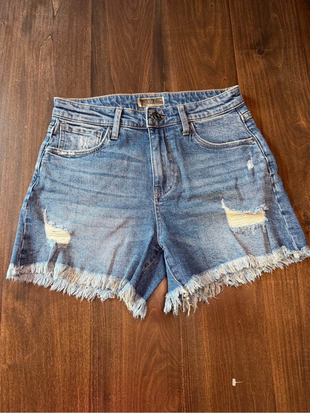 Kut from the Kloth Distressed Light Blue Denim Shorts